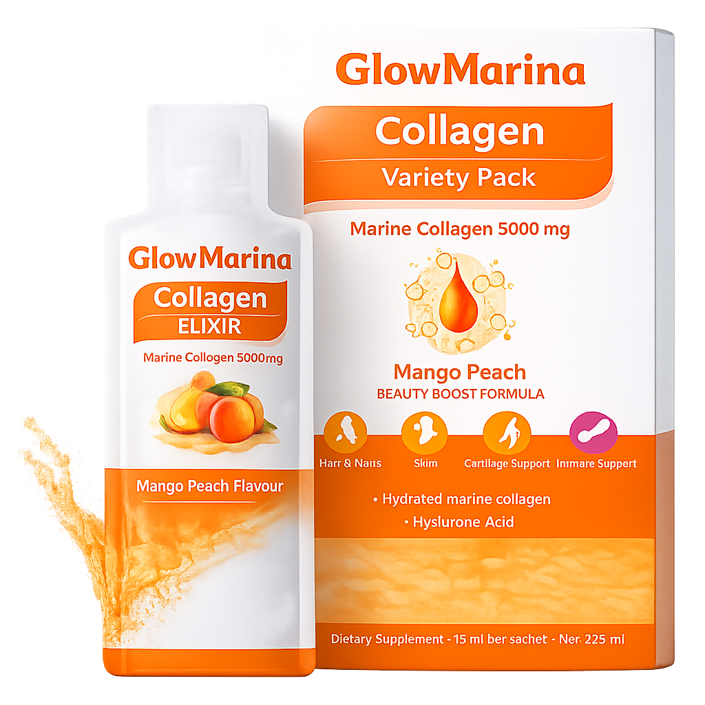 Glow Marina Marine Collagen Liquid 5000mg – For Glowing Skin, Strong Hair & Anti-Aging Beauty