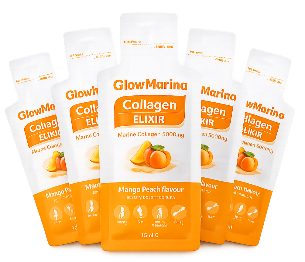 Glow Marina Marine Collagen Liquid 5000mg – For Glowing Skin, Strong Hair & Anti-Aging Beauty